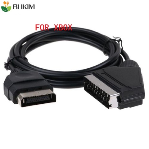 BUKIM Black 6 ft 1.8m RGB AV HD TV SCART CABLE LEAD FOR XBOX ORIGINAL CLASSIC ► Photo 1/5