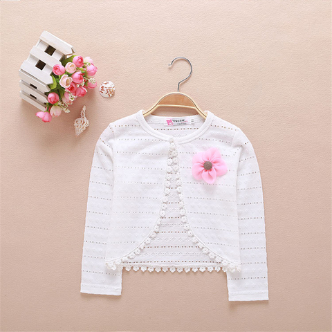 Spring Summer White Cardigan Thin Girls Coat Soft Outwear For 2-9T Kids Cotton Baby Girl Clothes Children Long Sleeve Cardigan ► Photo 1/6