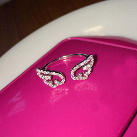 Women's Angel's Wings Full AAA CZ stone fashion jewelry Rings Elegant noble bling bling shining stylish adjustable Open Rings ► Photo 1/6