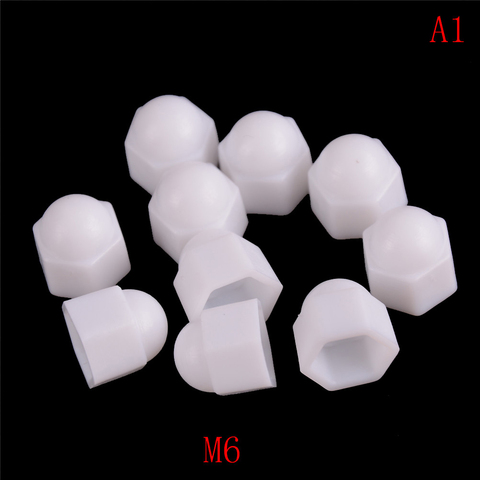 M6 M8 M10 M12 White Dome Bolt Nut Protection Caps Cover Hex Hexagon Nuts Cap Nuts Protection Cover Nuts 10pcs ► Photo 1/6