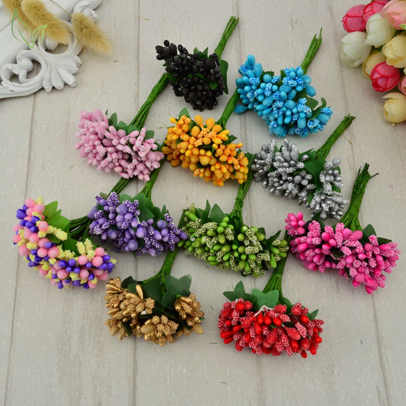 Mini Berry Stamen Artificial Flower For Wedding Decoration DIY Wreath Crafts Art 