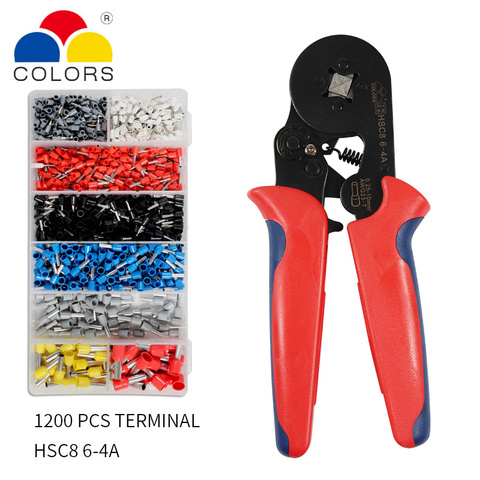 HSC8 6-4 Terminal Crimping Pliers Wire Stripper Crimper Ferrule crimping tool Pliers Set+ 1200 Terminals Kit ► Photo 1/6