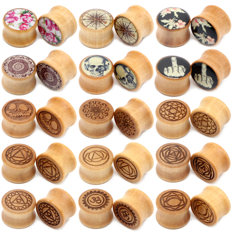 Alisouy 1pc Novel Natural Wood Ear Plugs Tunnels jewelry Gauges 8-20mm Ear Tragus Expander Stretcher Body Piercing Jewelry ► Photo 1/6