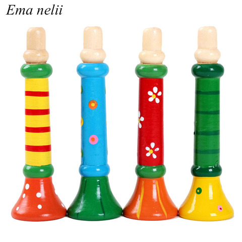 Hot Baby Wooden Small Horn Whistle Musical Instrument Toys Kids Colorful Intellectual Developmental Vocal Toy for Children Gift ► Photo 1/6