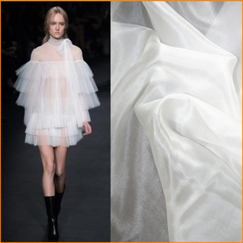 Super Thin Natural White Silk Chiffon Sheer Fabrics Wedding Silk Ponge ► Photo 1/5