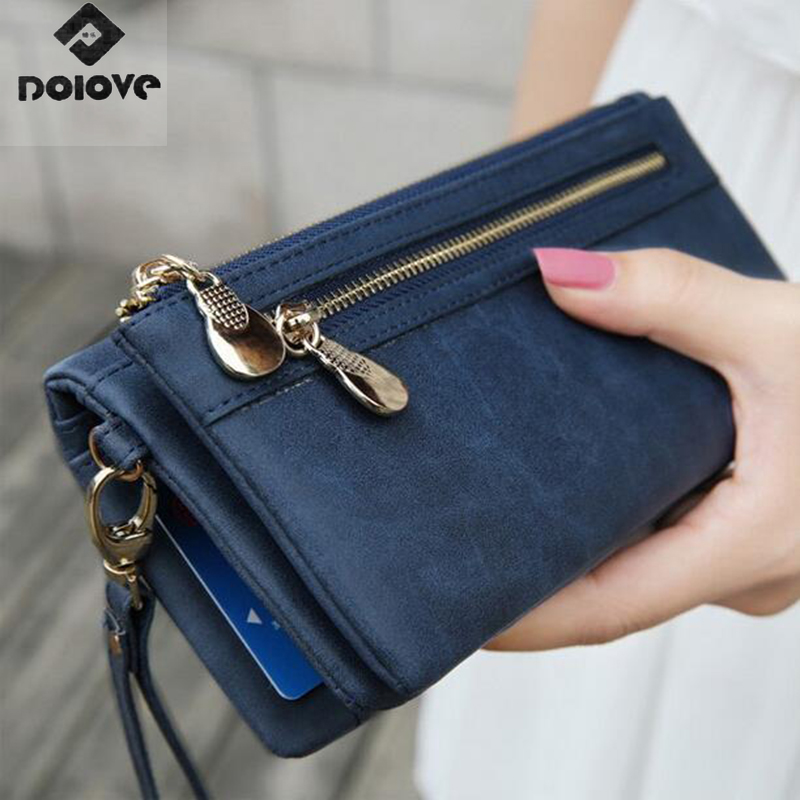 New Multi-Function Women Faux Leather Zipper Clutch Long Wallet Wristlet Bag S