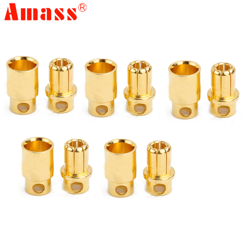 5 pairs AMASS 8.0mm Banana golden Plug Connector male female ESC Motor plug for RC Car/Trunk/Drone ► Photo 1/5