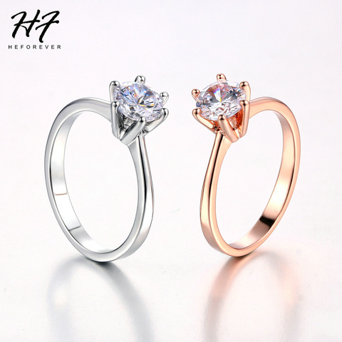 Wedding Engagement Rings For Women Female Jewellry Silver Color Ring 6 Clows Zirconia Ring With Stone Jewelry Wholesale R013 ► Photo 1/6