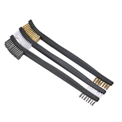 3 pcs Mini Wire Brush Set Steel Brass Nylon Cleaning Polishing Detail Metal Rust Brush ► Photo 1/6