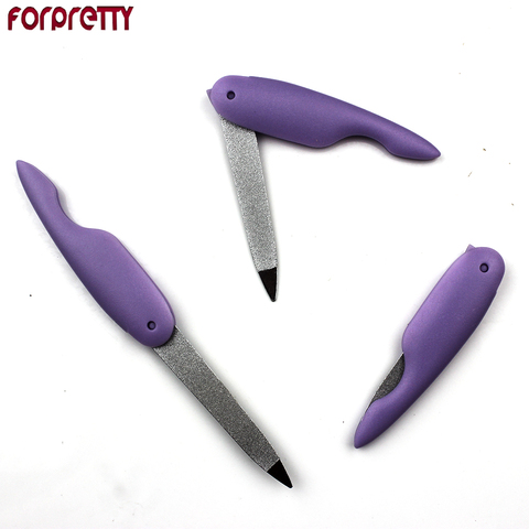 Nail File FORPRETTY Metalic Stainless Steel Fold Purple Lixa De Unha Cuticle Lime Ongle A Professionel Tool Lima Unghie Tool ► Photo 1/6