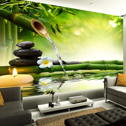 Custom 3D Photo Wallpaper Living Room TV Backdrop Green Bamboo Flowing  Water Natural Landscape Interior Decoration Wall Painting - Price history &  Review | AliExpress Seller - Homeby Co., Ltd 