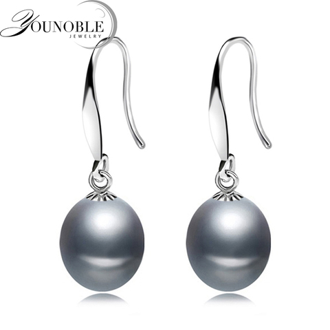 Real freshwater gray pearl earrings for women,wedding 925 sterling silver jewelry black natural pearl earring girl birthday gift ► Photo 1/6
