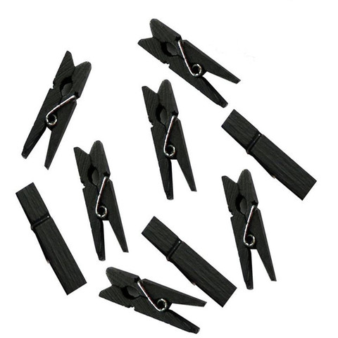 50PC Black Wooden Clothespin Clips Office Party Decoration Accessories Photo Hanging Pegs 26MM DIY Wood Craft Clothespins ► Photo 1/6
