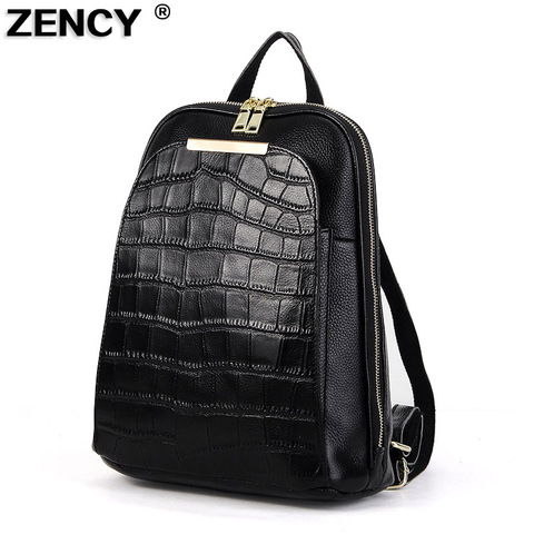 ZENCY 100% Genuine Cow Leather Backpacks Daily Women Design Nice Style Backpack Lady Girl Top Layer Cowhide School Bag Mochila ► Photo 1/6