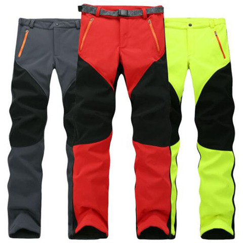 Outdoor Winter Men Thick Warm Fleece Hiking Pants Softshell Trousers Waterproof Windproof Thermal Camping Ski Climbing Plus Size ► Photo 1/6