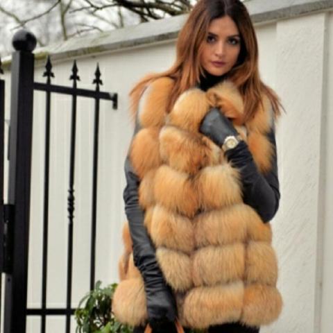Women's new red fox fur vest natural fox fur real fox fur short vest casual fashion warm autumn and winter European street style ► Photo 1/6