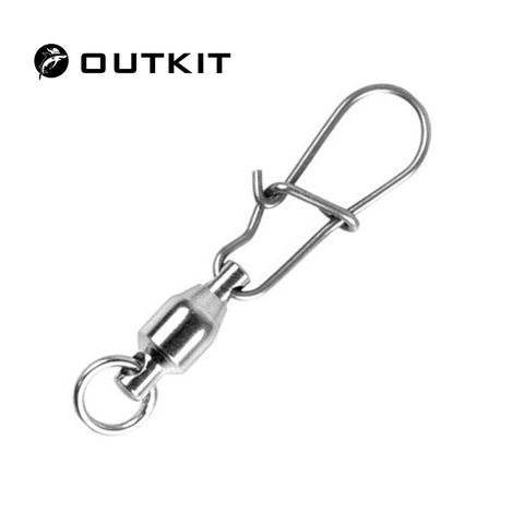 OUTKIT 10pcs/ Ball Bearing Fishing Swivel With Nice Snap Silver Stainless Steel Hard Fishing Lure Connector Accessories ► Photo 1/6