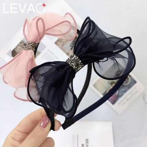 LEVAO Handmade Lace Bow Headbands Sumptuous Rhinestones Bow-knot Hairbands Stylish Women Hair Ornaments Solid Non-Slip Head Band ► Photo 1/6