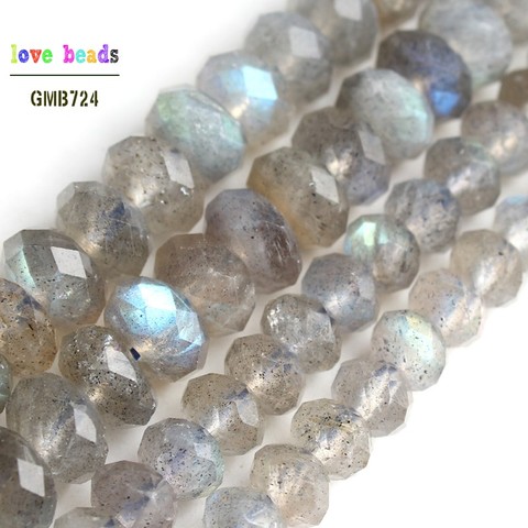 AAA Natural Labradorite Rondelle Beads Loose Stone Beads for DIY Bracelet Jewelry Making 15
