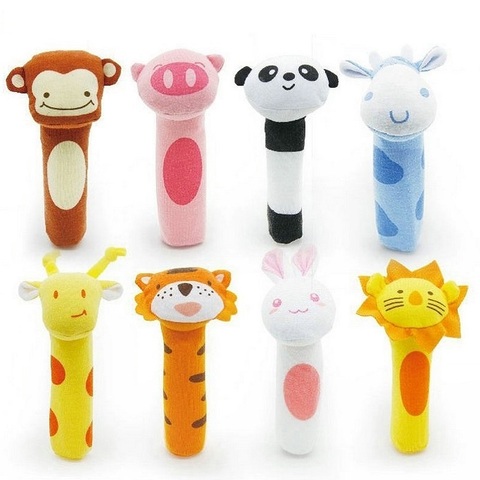 New Baby Rattle Toy BIBI Bar Animal Squeaker Toys Infant Hand Puppet Enlightenment Plush Doll 8 Design KF983 ► Photo 1/6