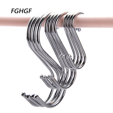 Stainless Steel Round S Shaped Hooks House Kitchen Pot Pan Hanger Bathroom Clothes Storage Rack Tool Kitchen Tools ► Photo 1/6