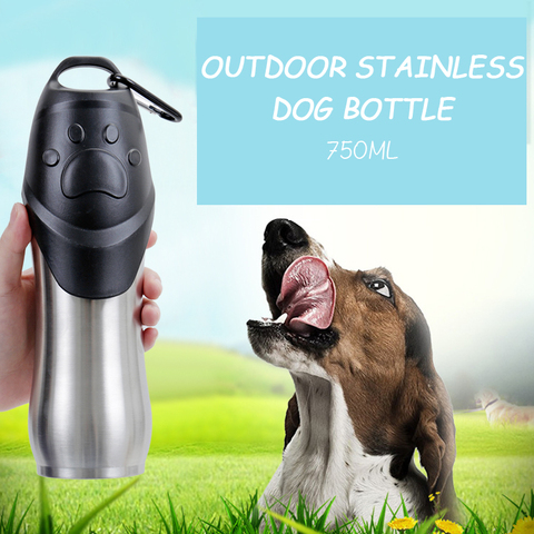 Pet Bottle 750 ML High Capacity Portable Safety Stainless Steel Dog Cat Drinking Water Bottle Outdoors Travel Dog Bowl Dispenser ► Photo 1/6
