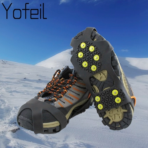 10 Studs Anti-Skid Snow Ice Thermo Plastic Elastomer Climbing Shoes Cover Spikes Grips Cleats Over Shoes Covers Crampons ► Photo 1/6