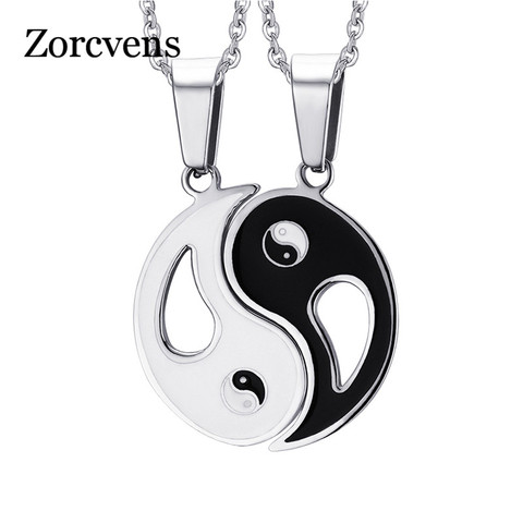 ZORCVENS Charm Pendant Necklaces Eight Diagrams Yin Yang Black and White Best Friends friendship Couples Lover Valentine Gift ► Photo 1/6
