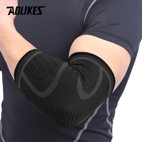 AOLIKES 1 Pair Elastic Elbow Pads Basketball Tennis Elbow Support Protector Gear Breathable Elbow Brace Sport Safety Accessories ► Photo 1/6
