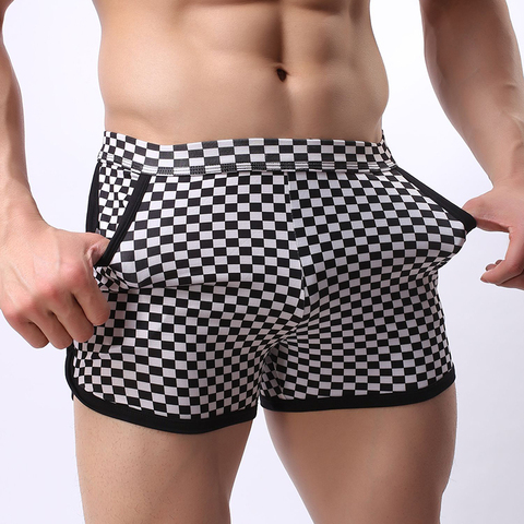 New Men Plaid Men's Casual Shorts Boxers Trunks Jogger Bodybuilding Short Pant Fitness Sweatpants Quick Dry Workout With Pocket ► Photo 1/6