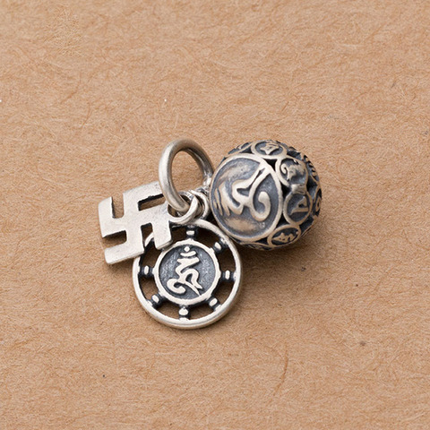 925 Sterling Silver Religious Matte Handcraft Charm Set Buddhism Decoration Ornament Pendants Accessories DIY Unisex Jewelry ► Photo 1/4