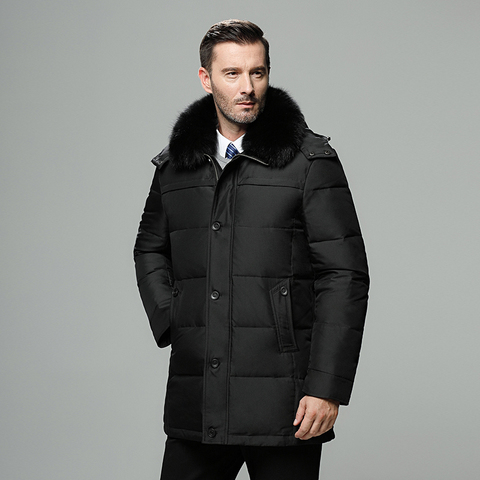 Brand Men's Winter Jacket Russia Long Coat Hat Fur Collar Thick Windproof Waterproof 90% White Duck Down Jacket Men -30 Degree ► Photo 1/5