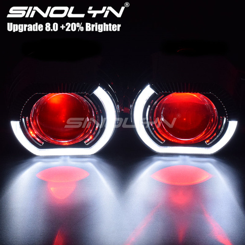 Sinolyn Headlight Lenses LED Angel Eyes Bi-xenon Lens 2.5 Devil Eyes Headlamp Projector H4 H7 H1 Car Lights Accessories Tuning ► Photo 1/6