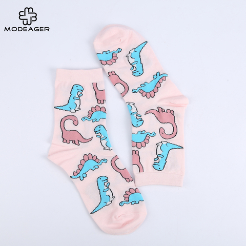 Modeager fashion casual Pink color Cute Animal Dinosaur Socks for Women Ladies Harajuku Funny Japan Kawaii Women Socks ► Photo 1/6