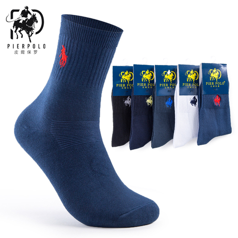 High Quality Fashion 5 Pairs/lot Brand PIER POLO Casual Cotton Socks Business Embroidery Men's Socks Manufacturer Wholesale ► Photo 1/6