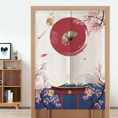 Japanese Cherry Door Curtain Partition Curtain Kitchen Bedroom Half Curtain Noren Entrance Feng Shui Door Curtain ► Photo 1/5