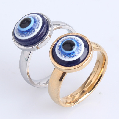 Lucky Eye Wedding Bands Evil Eye Beads Ring Women Girls Fashion Jewelry Gold Silver Color Ring Alloy Jewelry Luxury 2022 New ► Photo 1/6