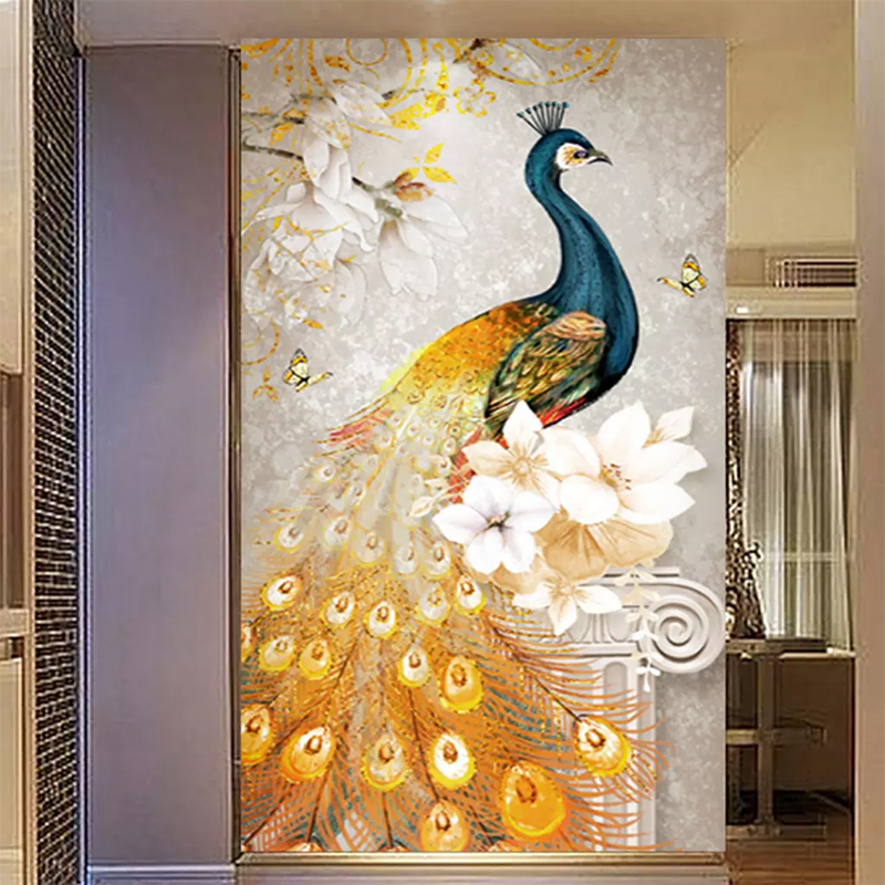 European Retro Golden Peacock Abstract Flower Entrance Aisle Decorative  Wallpaper Mural Living Room TV Background Wall Painting - Price history &  Review | AliExpress Seller - jiadou -Melin Store 