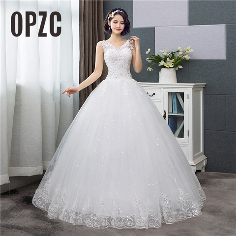 Korean Style V-Neck Lace Tank Sleeveless Floral Print Ball Gown Wedding Dress 2022 New Fashion Simple estidos de noivas CC ► Photo 1/6