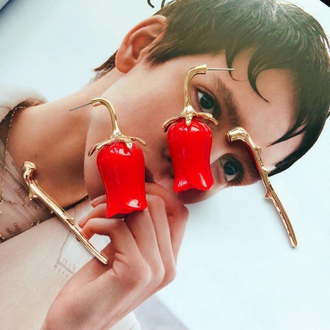 Mimiyagu  trendy red rose flower stud earring for women ► Photo 1/3