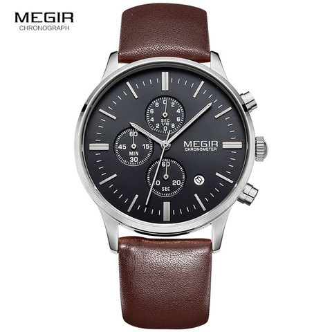 Megir quartz watches men luminous waterproof sports watch man commercial leather wristwatch 2011 free shipping ► Photo 1/6