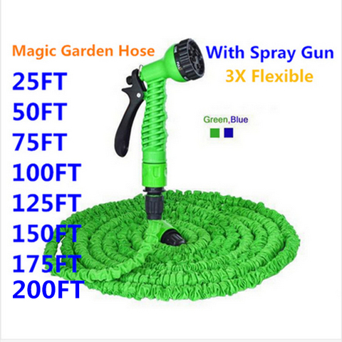 Garden Hose 25-200Ft with Expandable Water Hose Blue Green Garden Water Hose Connector 25Ft Blue 