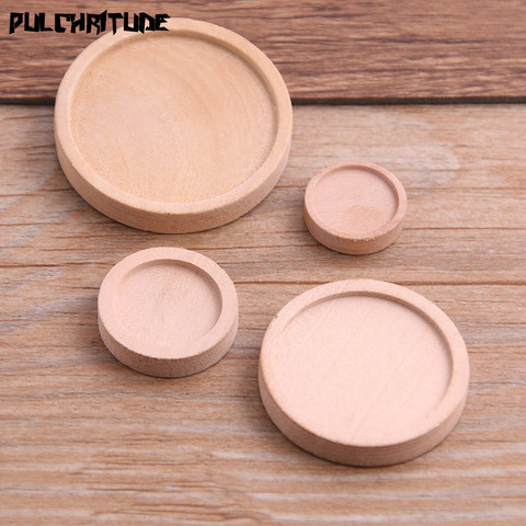  10pcs 12/15/25/30mm Inner Size Wood Color Round Wood Cabochon Base Setting Charms Pendant Necklace Findings P6946 ► Photo 1/6