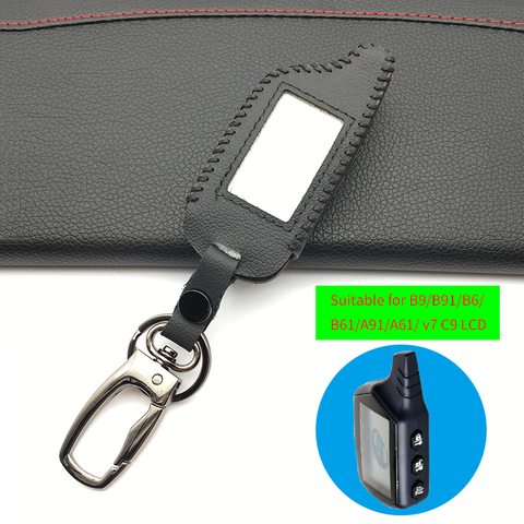 100% Genuine Leather Key Case for Starline B9 B9 / B91 / B6 / B61 / A91 / A61 / V7 C9 LCD Shape Of Hot Sale Remote Car Alarm ► Photo 1/6