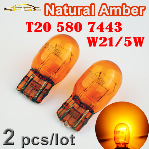 (2 Pieces/Lot) Natural Amber T20 W21/5W 7443 580 Glass 12V 21/5W Car Miniature Bulb ► Photo 1/6