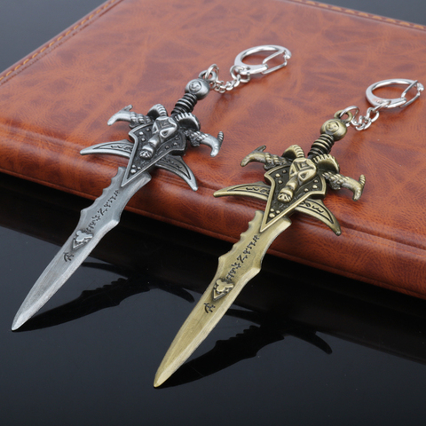 dongsheng WOW Game World of WarCrafts Keychain The Lich King Frostmourne Sword Weapon Dagger Metal Figures Keychain Key Ring -50 ► Photo 1/6