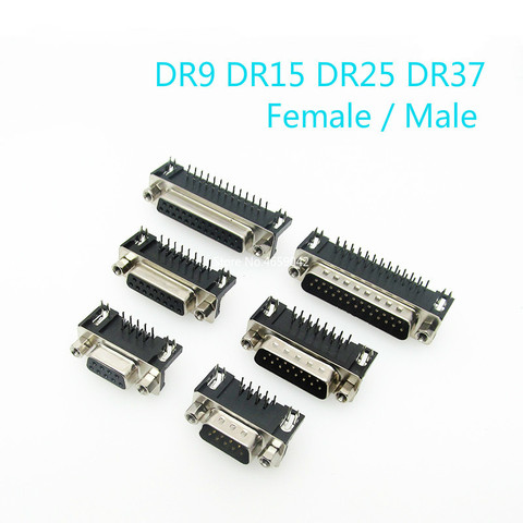 5Pcs DR9 DR15 DR25 DR37 Hole/Pin Female/Male right angle Welded d-sub Connector RS232 serial port adapter 9/15/25/37 pin ► Photo 1/6