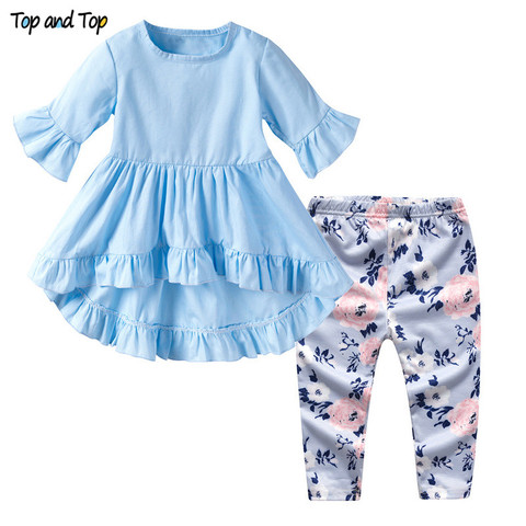 Top and Top baby girls clothing sets 2022 summer infant petal short sleeve t-shirts pants 2pcs toddler newborn girl clothes ► Photo 1/6