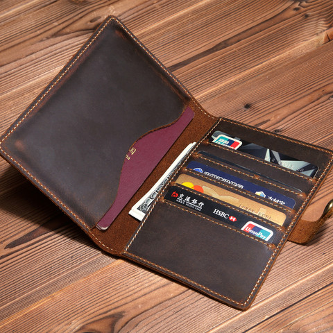 Luxury Handmade Travel Passport Holder Men Top Cow Leather Case for Passport Travel Wallet Oragnizer Vintage Hasp Paspoort Cover ► Photo 1/6