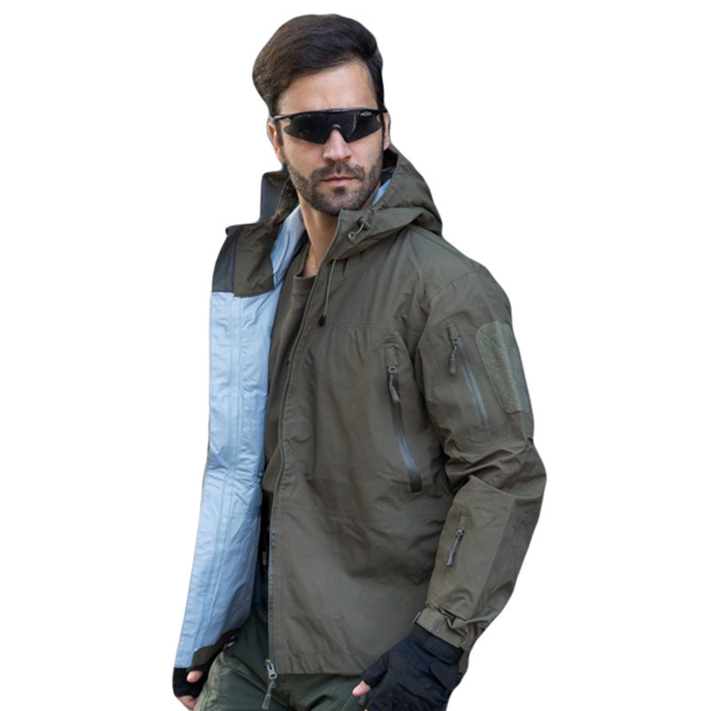 Mens Waterproof Military Jacket Hooded Breathable Tactical Hoodies Coat Outwear 